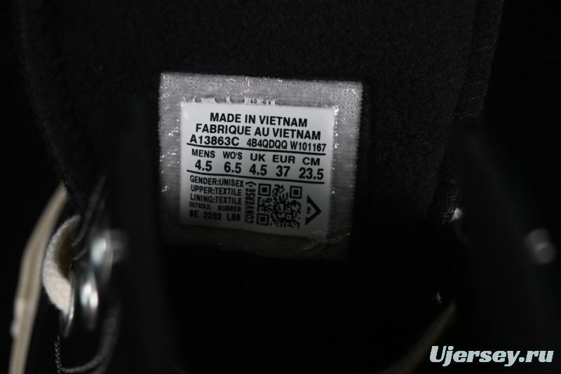 Converse Chuck 70s High Top Canvas Sneakers with Fur Lining in Black & White - A13863C