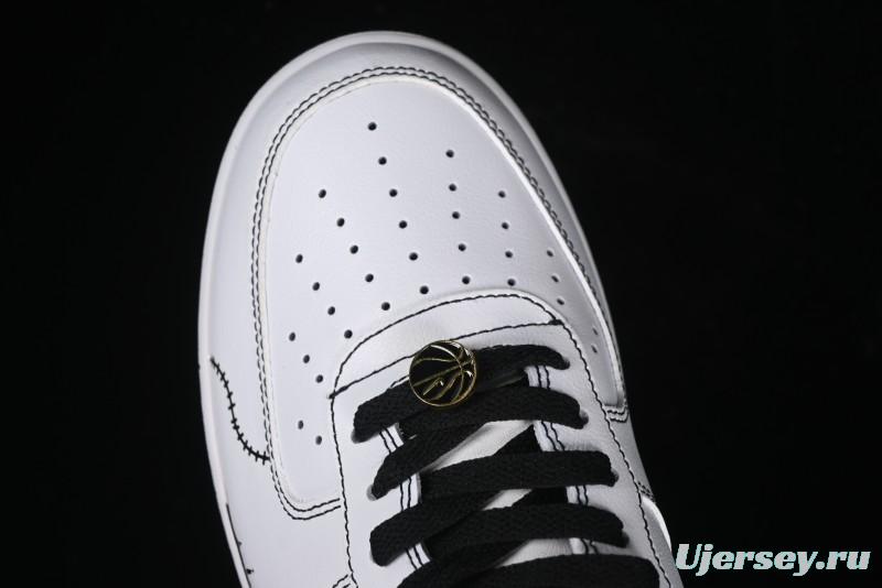 Nike Air Force 1 '07 Low Casual Sneakers with Black and White Hand-Drawn Anime Design - CT2585-100