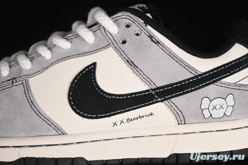 Nike SB Dunk Low KAWS Series - Grey White Black Swoosh Anniversary High-End Custom Low-Top Casual Skate Shoes - MM1089-015