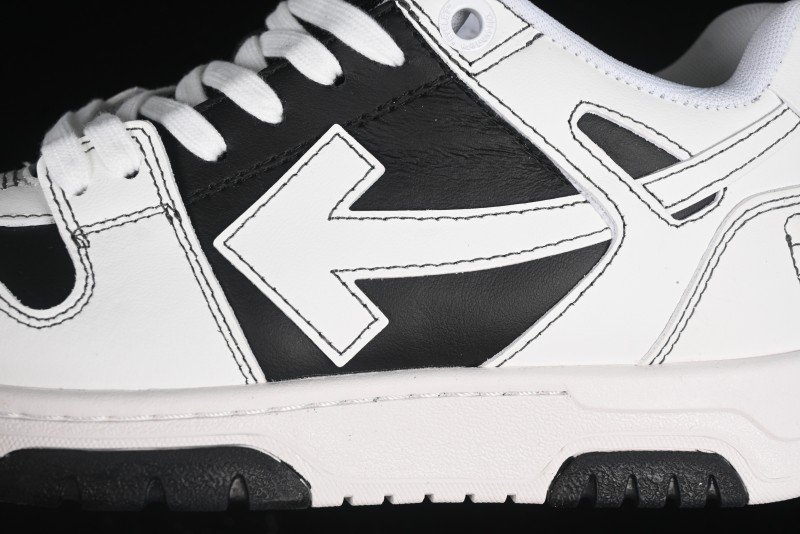 Off-White Out Of Office Low-Top Fashion Sneakers in White Black - AJD4