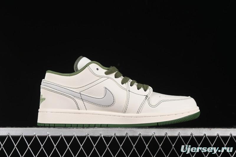 Nike Air Jordan 1 Low OFF-WHITE Collaboration - Retro Basketball Shoes with Beige Green Stitching - CF3688-021