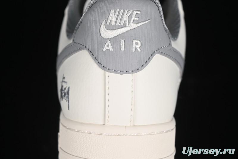 Nike Air Force 1 '07 Low Stussy Collaboration - Brushed Grey Low-Top Casual Sneakers - XZ3328-005
