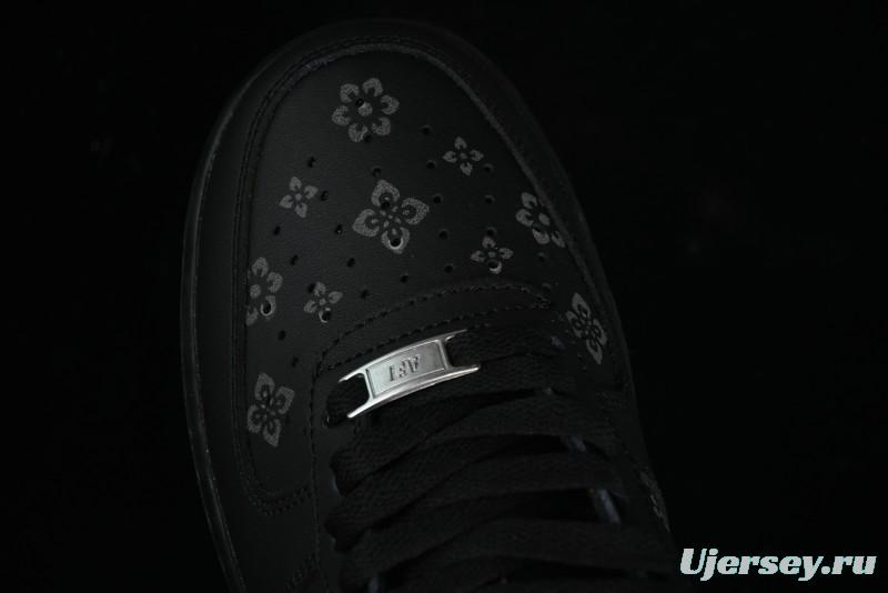 Nike Air Force 1 '07 Low LV Custom All Black Casual Sneakers - 315122-101