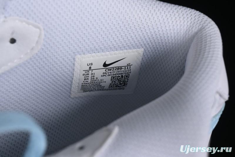 Nike Air Force 1 '07 Mid Light Blue Hand-Painted Cracked Three Stripes Shadow Mid-Top Casual Sneakers - CW2289-111