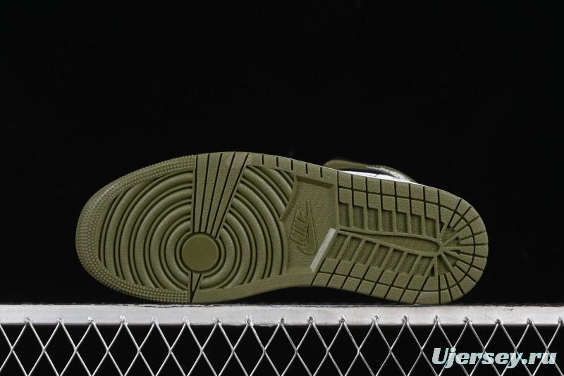 Nike Air Jordan 1 Mid AJ1 Army Green Mid-Top Casual Sneakers - DQ8426-092