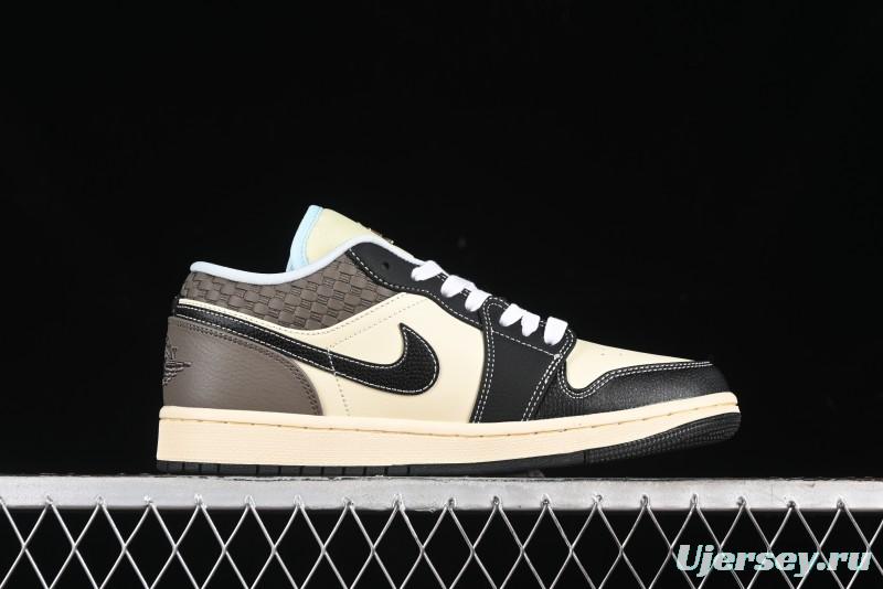 Nike Air Jordan 1 Low "Coconut Milk Black" Casual Basketball Shoes with Contrast Swoosh - HQ3437-101