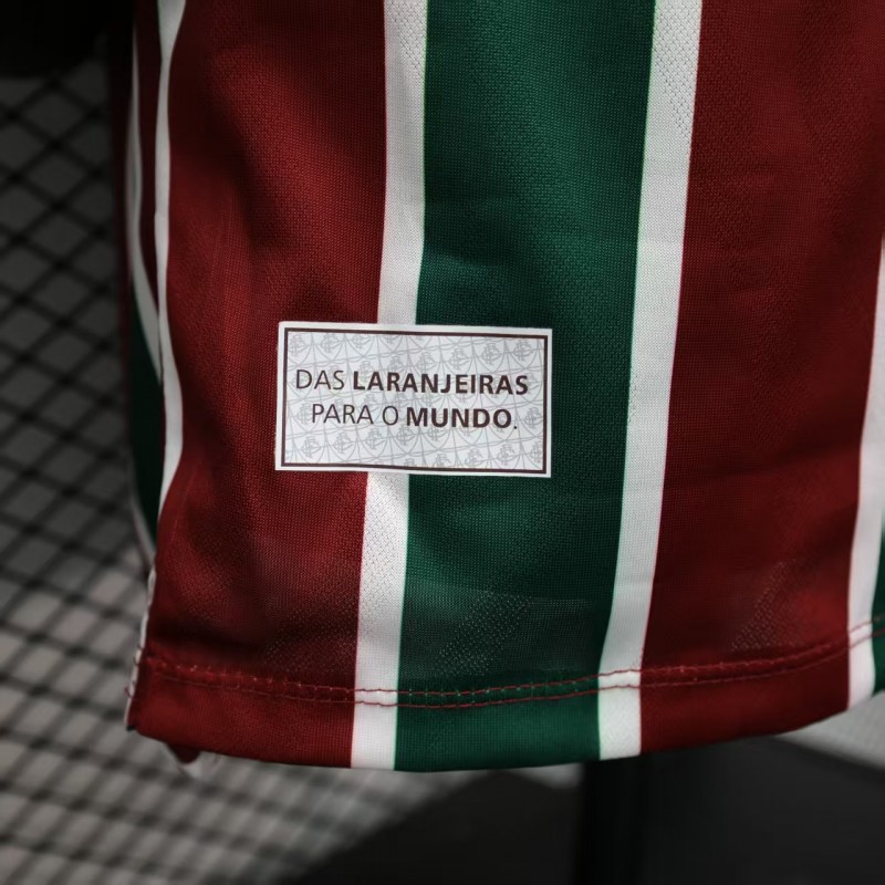 Player Version 25/26 Fluminense Green and Burgundy Vertical Striped with White Trim Jersey