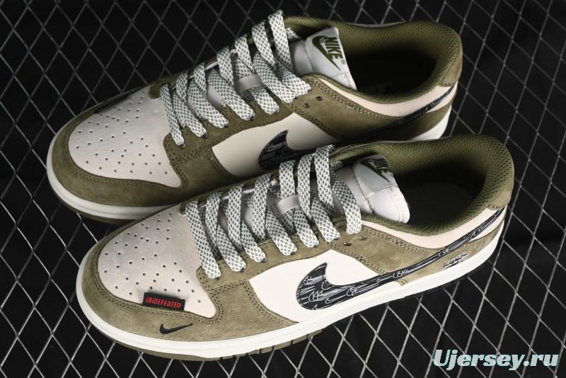 Nike SB Dunk Low UN Phantom Military Green Black Swoosh Anniversary Custom Low-Top Casual Skate Shoes - DJ2024-037