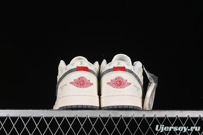 Nike Air Jordan 1 Low LV Collaboration Print Off-White Retro Basketball Shoes - WG8850-010