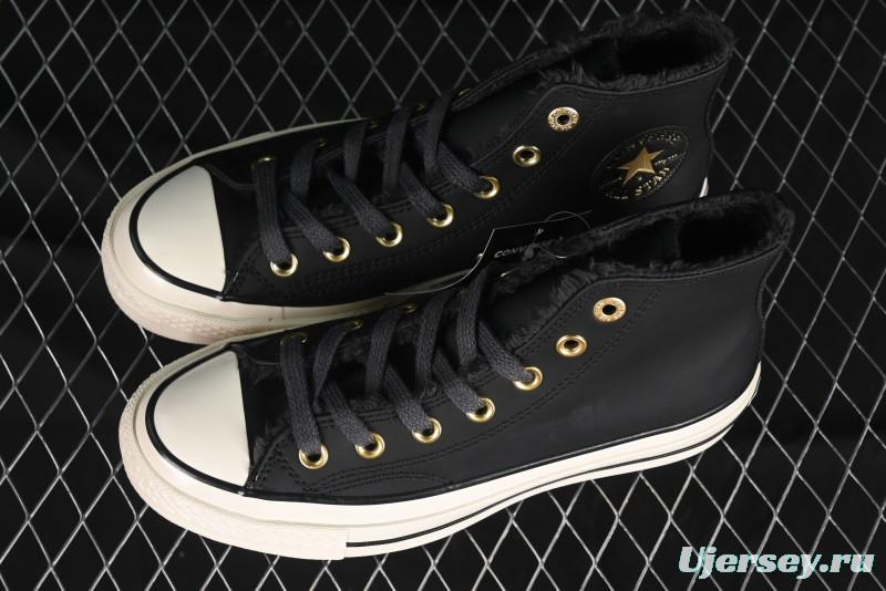 Converse Chuck 1970s Winter Waterproof Leather High-Top Sneakers with Gold Eyelets and Fleece Lining - A12444C