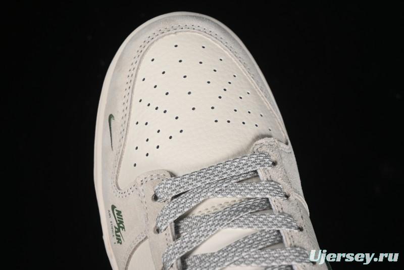 Nike SB Dunk Low Supreme x Stussy Triple Collaboration - Off White Green Swoosh Anniversary Custom Low-Top Casual Sneakers - SJ2068-303