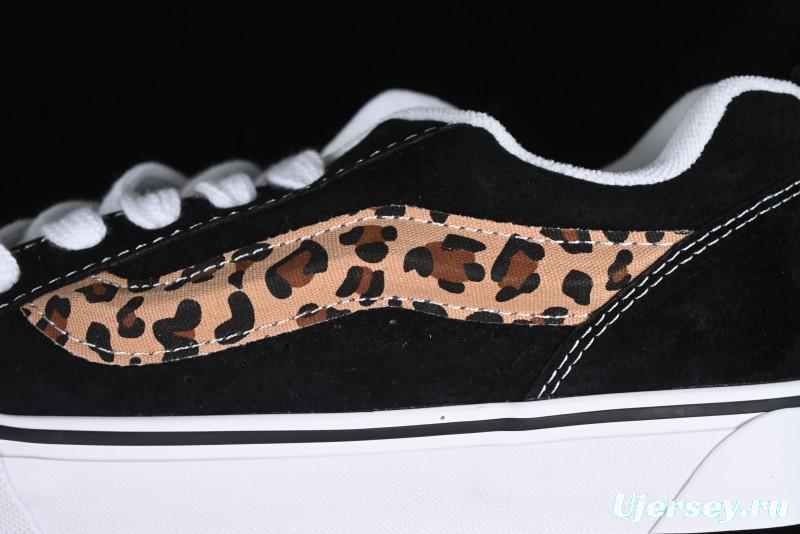 Vans Classics Knu Skool Sneakers with Leopard Print Logo in Black - VN000D2GBA2