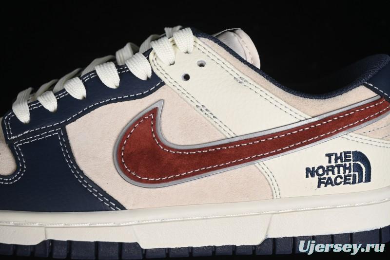Nike SB Dunk Low The North Face Collaboration - Two-Tone Red Brown Swoosh Anniversary Custom Low-Top Casual Skate Shoes - DJ2024-036