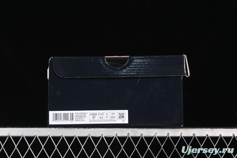 Nike Travis Scott x Fragment Design x Air Jordan 1 Low OG SP AJ1 Retro Sneakers with Stone Pattern - CF3688-029