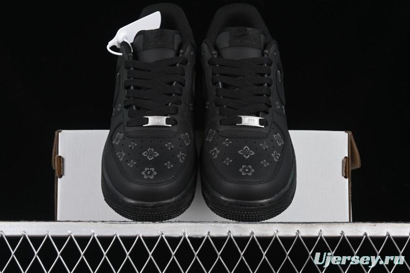 Nike Air Force 1 '07 Low LV Custom All Black Casual Sneakers - 315122-101