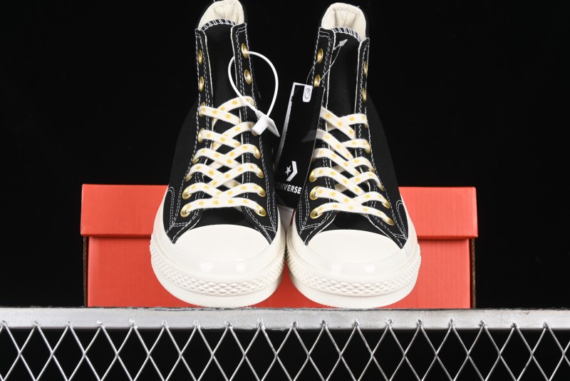 Converse Chuck 1970s High-Top Sneakers with Gold Star Accents and Classic Black & White Design - A12462C