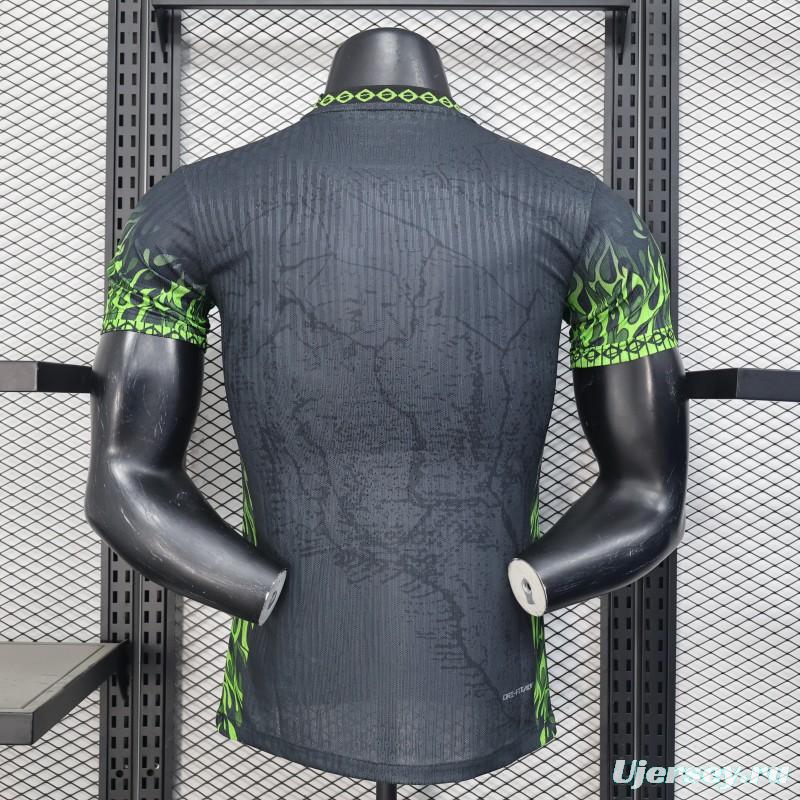 Player Version 2025 Brazil Dark Grey with Neon Green Flame Jersey