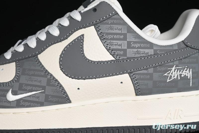 Nike Air Force 1 '07 Low Stussy Collaboration - Light Bone Shadow Low-Top Casual Sneakers - DF0180-008