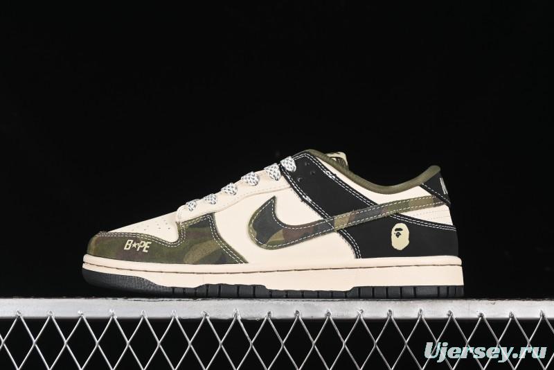 Nike SB Dunk Low Bape Collaboration - Patchwork Camouflage Anniversary Custom Low-Top Casual Sneakers - CH6336-229