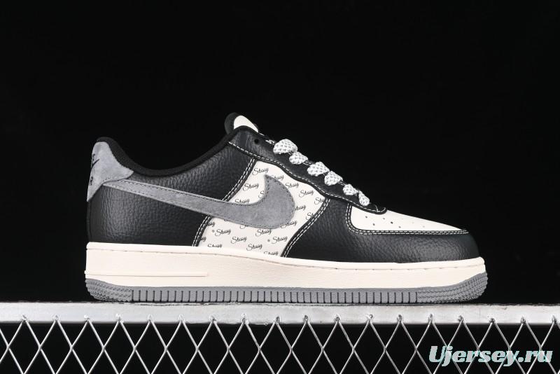 Nike Air Force 1 '07 Low Stussy Collaboration - Black Grey Casual Sneakers - XZ3328-566