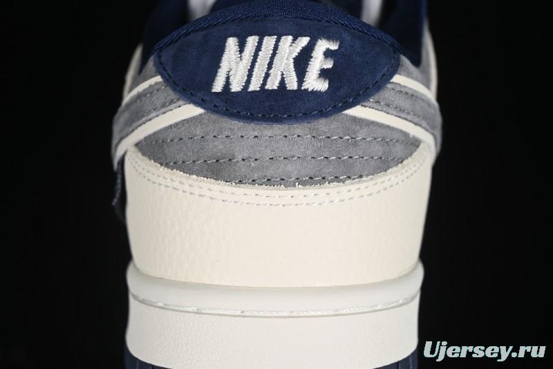 Nike SB Dunk Low Collaboration with Violent Bear - Patchwork Grey Swoosh Anniversary Custom Edition Low-Top Casual Skate Shoes - KK1333-013