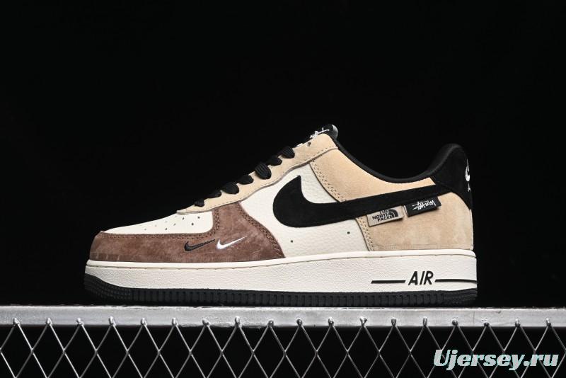 Nike Air Force 1 '07 Low The North Face x Stussy Collaboration - Black Brown Coffee Casual Sneakers - KK1988-018