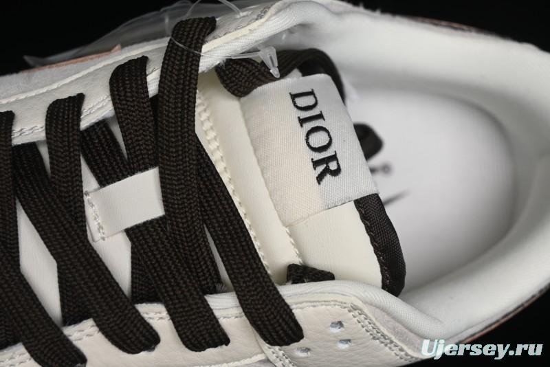Nike SB Dunk Low Dior Collection - Beige Brown Swoosh Anniversary Custom Low-Top Casual Skate Shoes - XD6188-046