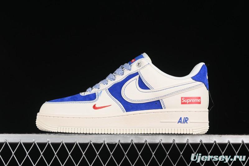 Nike Air Force 1 '07 Low Supreme Collaboration - Off White Navy Blue Low Top Casual Sneakers SJ6698-004