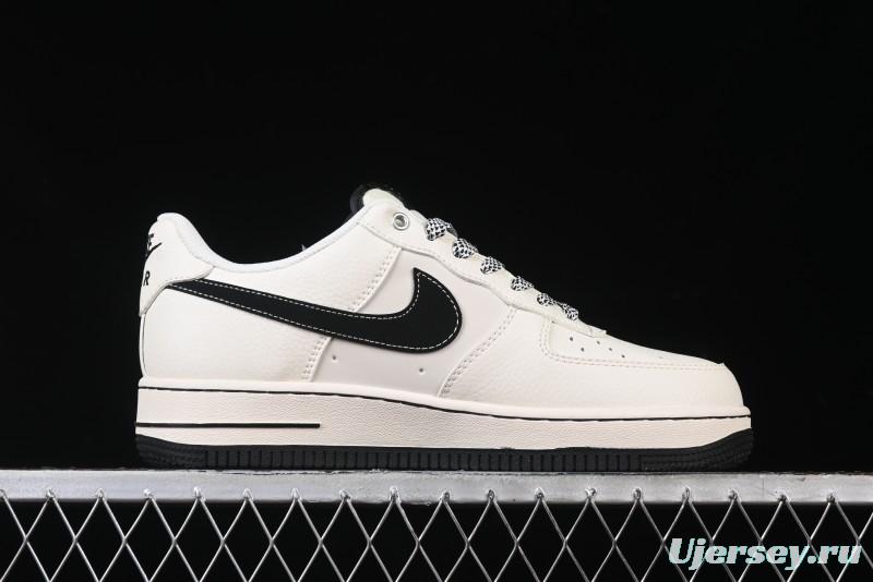 Nike Air Force 1 '07 Low Stussy Collaboration - Black Woven Label Low-Top Casual Sneakers - SJ6698-011