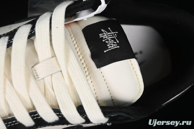 Nike SB Dunk Low Stussy Collaboration - Embroidered Black Swoosh Anniversary Custom Low-Top Casual Sneakers - MM1089-034