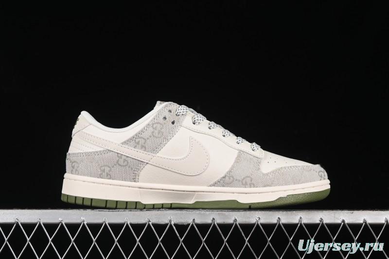Nike SB Dunk Low Gucci Collaboration - Smoke Green Anniversary High-End Custom Low-Top Casual Skate Shoes - XX2025-389