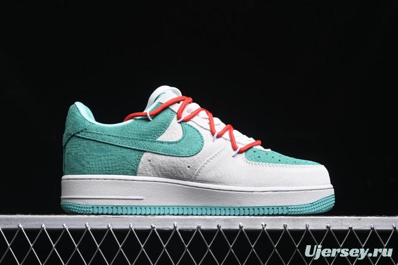 Nike Air Force 1 '07 Low Gucci Stone Island Collaboration - Grey Green Pigskin Lace-Up Casual Sneakers - DF0188-010