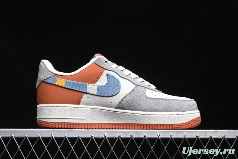 Nike Air Force 1 '07 Low Stussy Collaboration - Grey Brown Flyknit Low-Top Casual Sneakers - KK1988-025