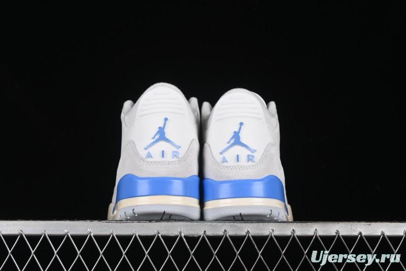 Nike Air Jordan 3 Retro "Lucky Shorts" Basketball Shoes with University Blue and White Colorway - CT8532-101