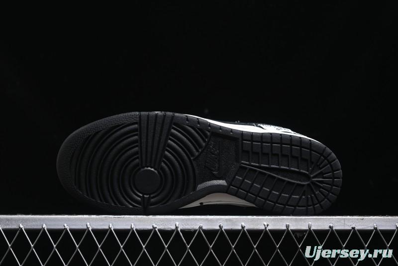 Nike SB Dunk Low Stussy Triple Collaboration - Patchwork Black Swoosh Anniversary Custom Low-Top Casual Skate Shoes - YX5066-222