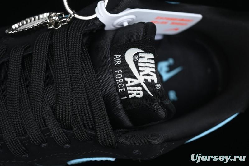 Nike Air Force 1 '07 Low Stussy Collaboration - Black Tiffany Low-Top Casual Sneakers - KK1988-030