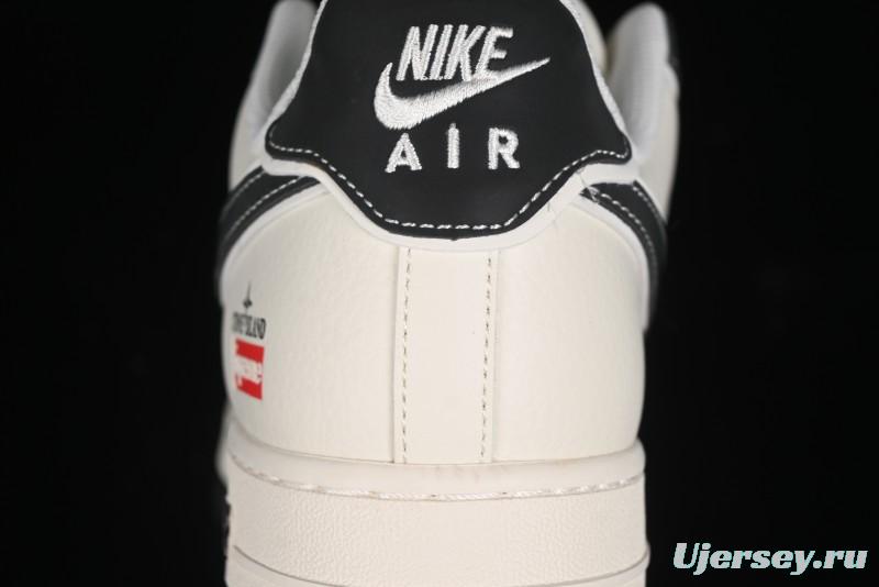 Nike Air Force 1 '07 Low Stone Island x Supreme Collaboration - Off-White Black Heel Casual Sneakers - BB1616-307