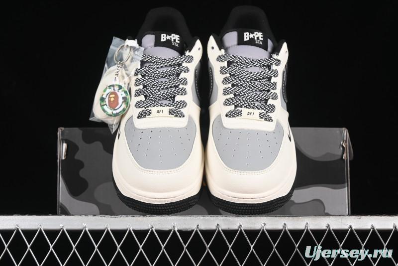 Nike Air Force 1 '07 Low Bape Collaboration - Beige Grey Black Low-Top Casual Sneakers BB6566-209