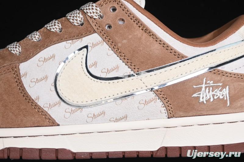 Nike SB Dunk Low Stussy Collaboration - Mummy Brown Anniversary Custom Low-Top Casual Sneakers - XX3168-601