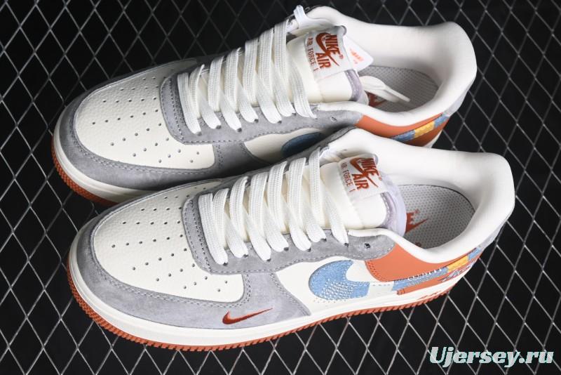 Nike Air Force 1 '07 Low Stussy Collaboration - Grey Brown Flyknit Low-Top Casual Sneakers - KK1988-025