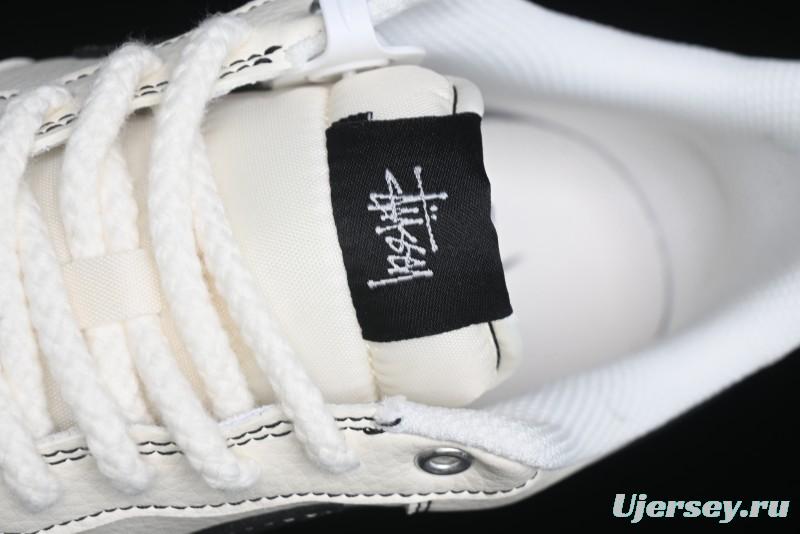 Nike Air Force 1 '07 Low Stussy Collaboration - White Black Swoosh Red Tab Low-Top Casual Sneakers - SJ6698-015