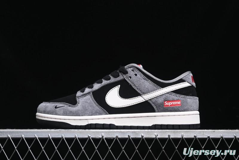 Nike SB Dunk Low Supreme Collaboration - Carbon Black Grey Pig Anniversary High-End Custom Low-Top Casual Skate Shoes - XX3186-206