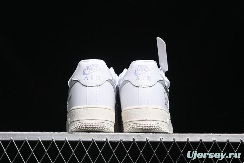 Nike Air Force 1 '07 Low Silver Hook Off-White Style Casual Sneakers - ZH0316-049