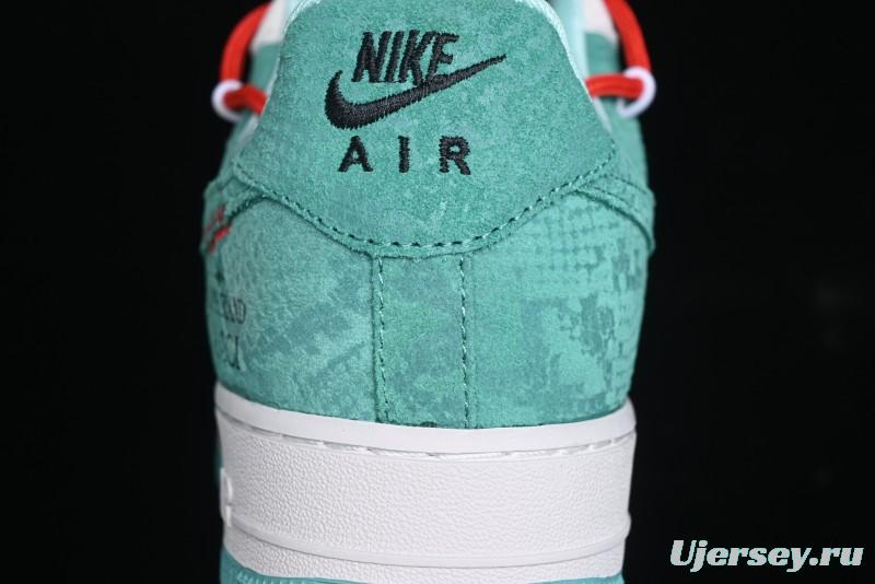 Nike Air Force 1 '07 Low Gucci Stone Island Collaboration - Grey Green Pigskin Lace-Up Casual Sneakers - DF0188-010