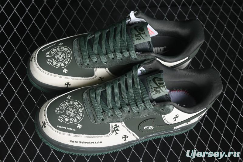 Nike Air Force 1 '07 Low Chrome Hearts Collaboration - Moss Green White Low-Top Casual Sneakers - KK1988-029