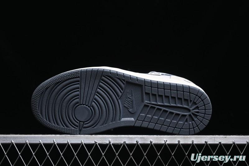 Nike Air Jordan 1 Low AJ1 Bape Collaboration - Custom High-End Retro Basketball Shoes with Light Grey Check - DM9188-008