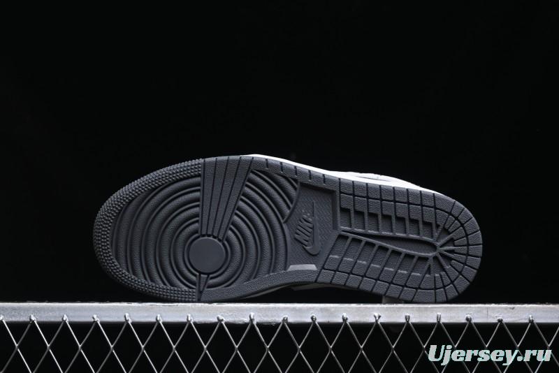 Nike Air Jordan 1 Low Stussy Collaboration - Grey Pigskin Black Base Retro Basketball Shoes - XX3318-968