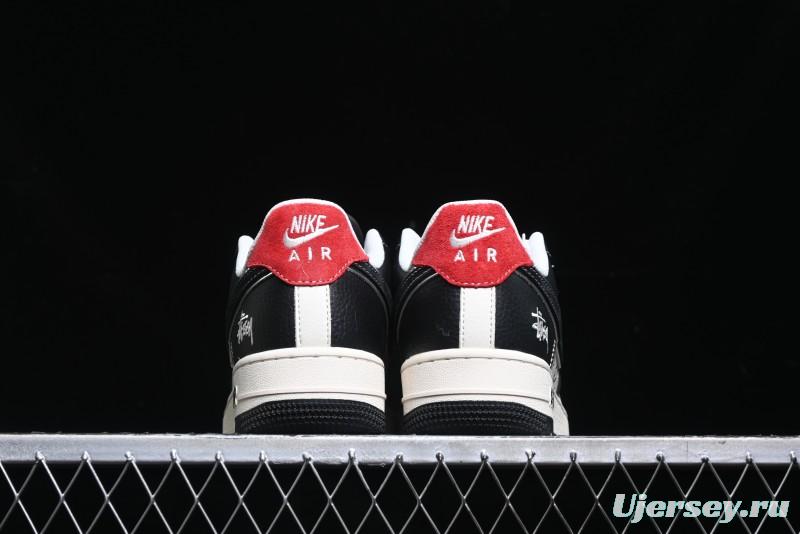 Nike Air Force 1 '07 Low Stussy Collaboration - Beige Black Pattern Red Outsole Low Top Casual Sneakers - XZ6188-339