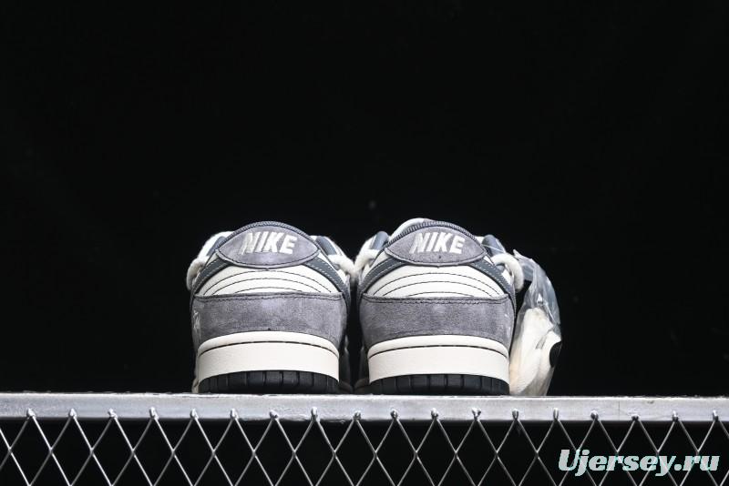 Nike SB Dunk Low Stussy Collaboration - Lace-Up Beige Grey Hook Anniversary High-End Custom Low-Top Casual Skate Shoes - YX5066-206