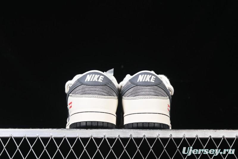 Nike SB Dunk Low Supreme Collaboration - Strap Light Gray Hook Anniversary High-End Custom Low-Top Casual Skate Shoes - YX5066-210